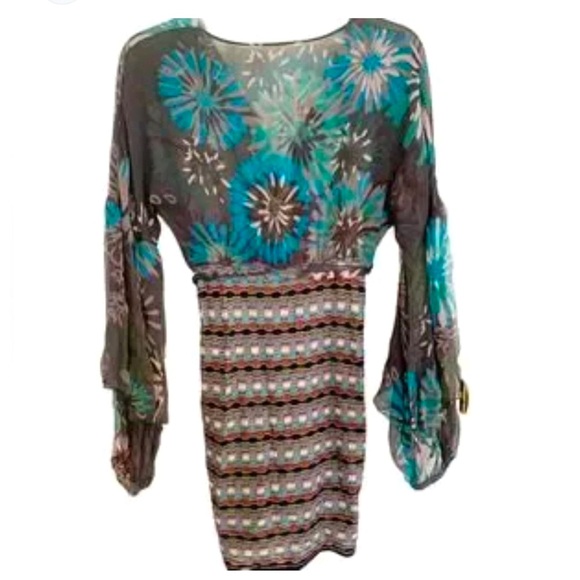 Missoni Metallic Mix Media Silk Dress w Wide leg Sleeves - Picture 8 of 14